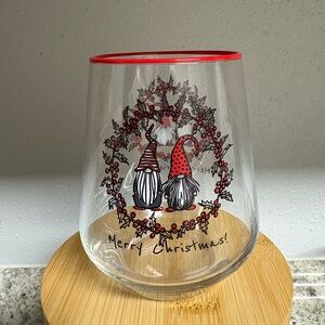 Christmas Gnome Glass with Red Accents (Set of 4).